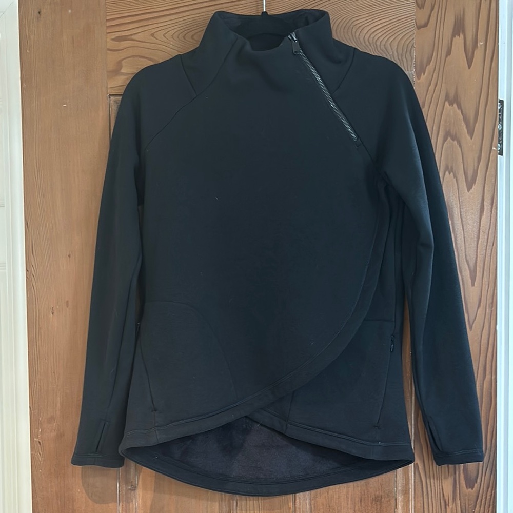 Athleta Black Asymmetrical Zip Pullover Hoodie